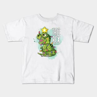 T-Rex Holiday Tree Kids T-Shirt